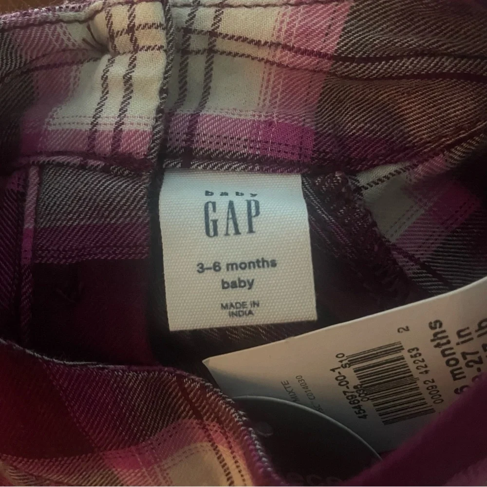 NWT Baby Gap Baby Flannel Two-Piece Outfit Set Huckleberry Purple Size 3-6 Mnths